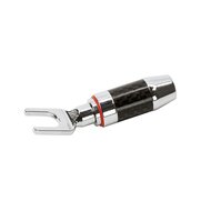 Dynavox Kabelschoen plug vork carbon rhodium verguld rood/zwart